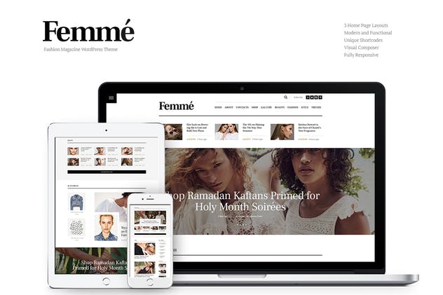 Femme-在线杂志和时尚博客WP主题 - 口袋资源