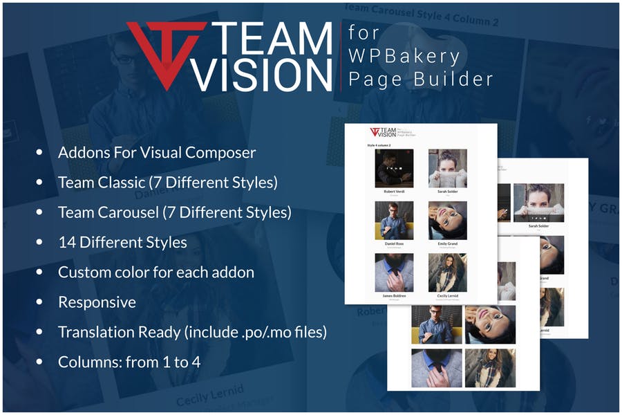 Teamvision-WPBakery页面构建器的团队附加组件 - 口袋资源