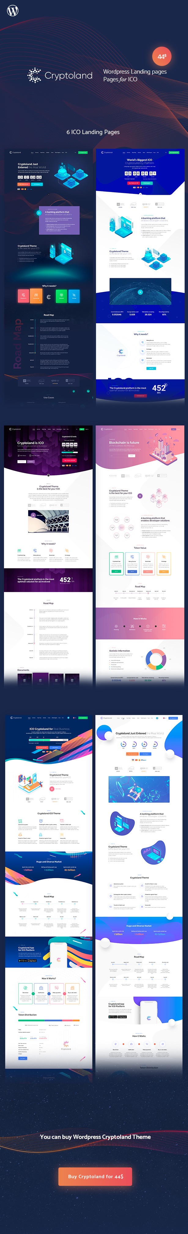 Cryptoland-ICO登陆页面 区块链 数字货币 加密货币 比特币 网站模板 WordPress主题-云典网