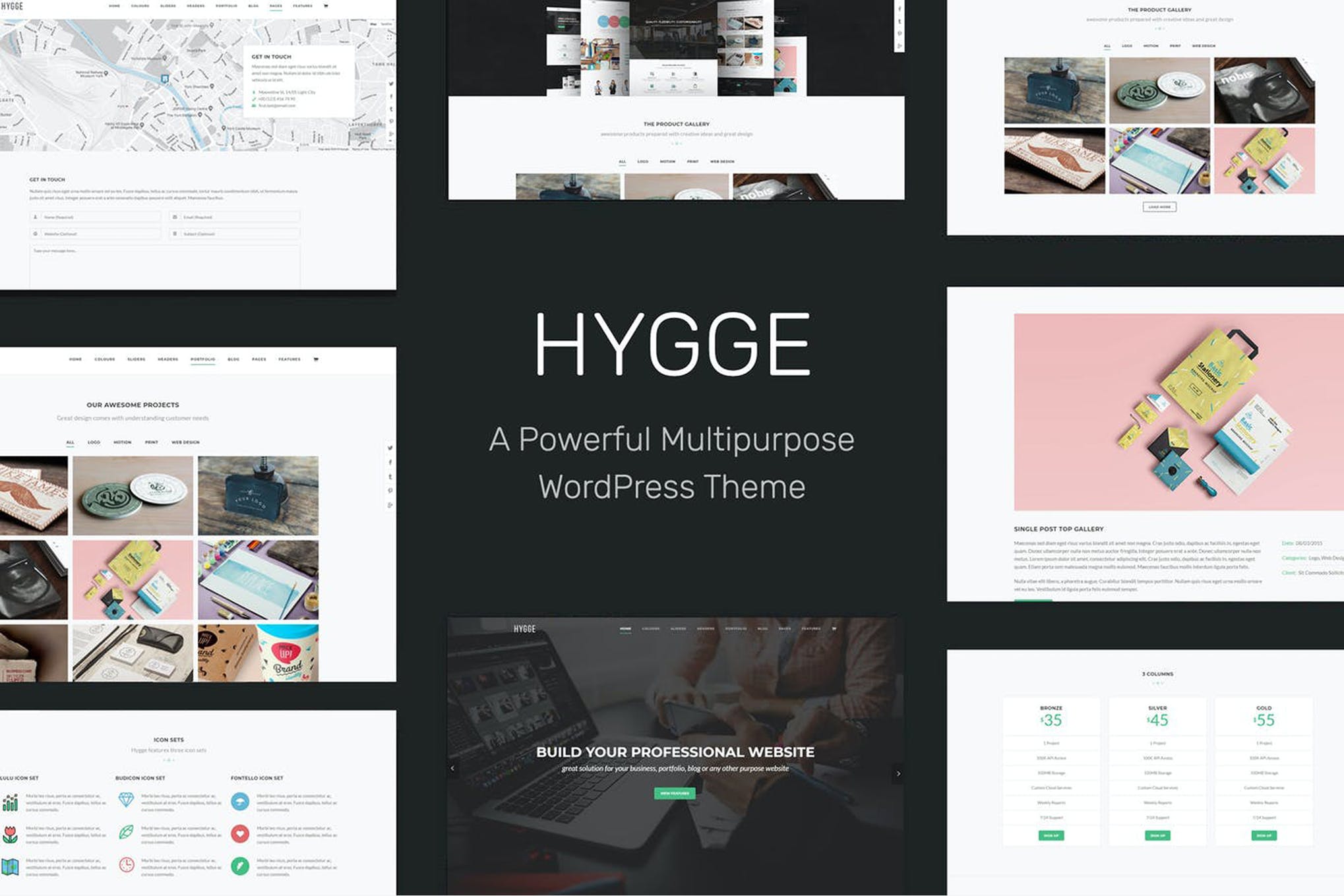 Hygge-多用途单/多页WP主题