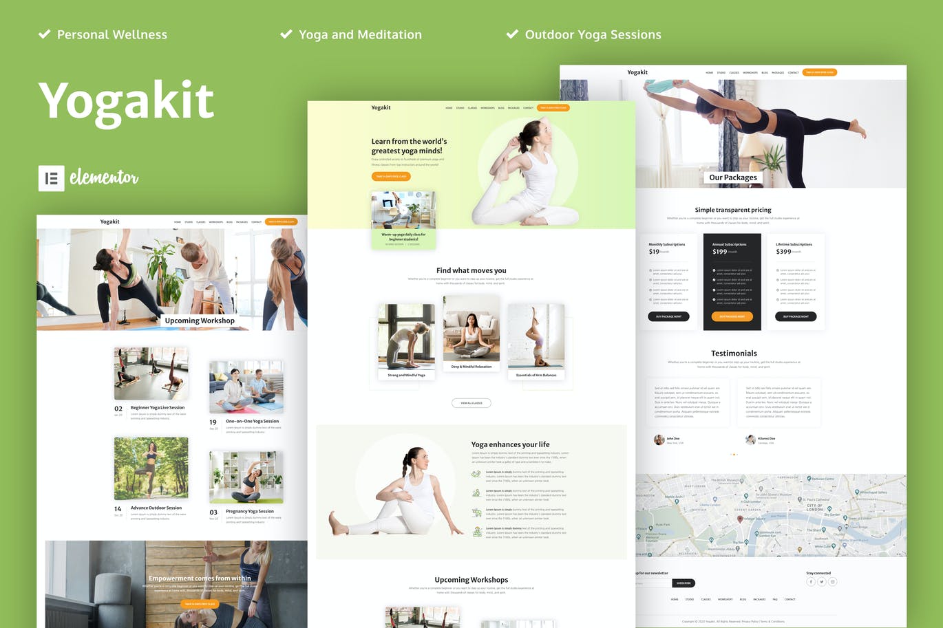 Yogakit – 瑜伽与冥想 Elementor Template Kit