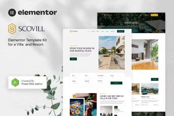 Scovill – 豪华别墅和度假村 Elementor 模板套件