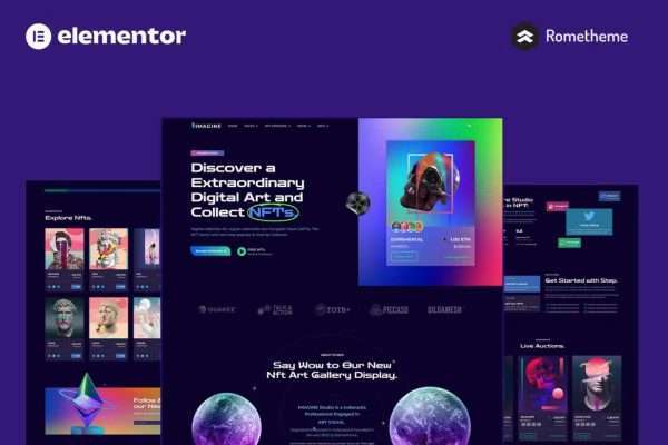 IMAGINE – 创意NFT网站模板Elementor Pro Full Site Template Kit