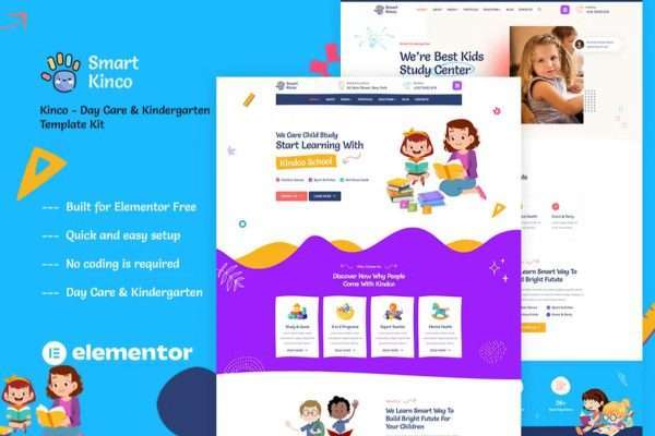 托班,早教中心,幼儿园网站模板 Elementor Template Kit – Kinco