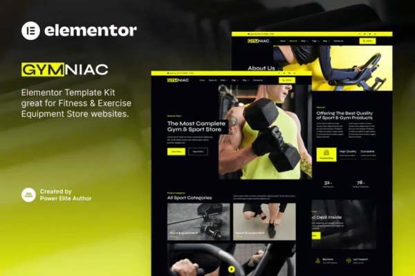 Gymniac – 健身和运动器材商店 Elementor 模板套件