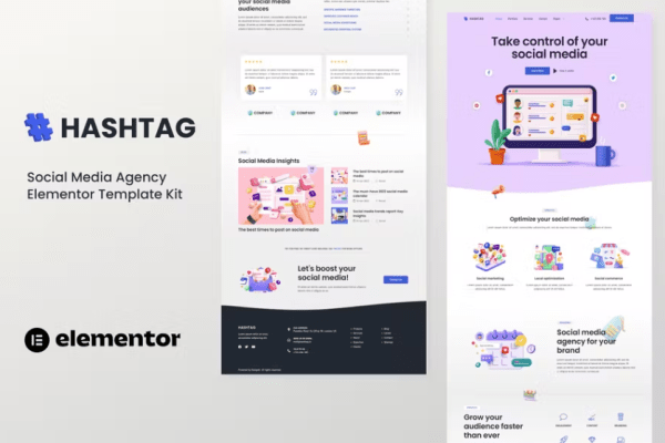 Hashtag – 社交媒体代理 Elementor 模板工具包