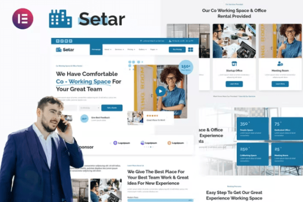 Setar – Coworking Space & Startup Office Elementor 模板套件