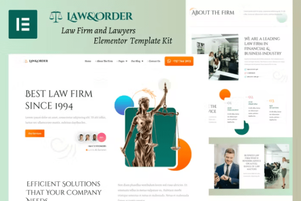 法律与秩序 – 律师事务所和律师 Elementor 模板套件