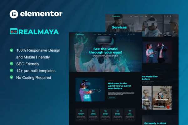 RealMaya – 虚拟现实服务和商店 Elementor 模板工具包