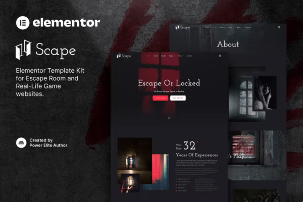 Scape – 现实生活中的密室逃脱游戏 Elementor 模板套件