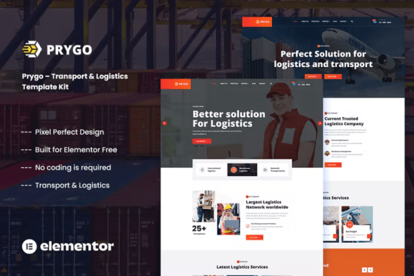 Prygo – 运输和物流 Elementor 模板套件