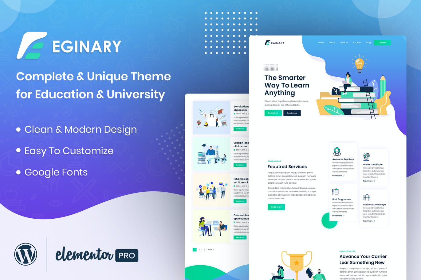 Eginary – 在线教育 Elementor Template Kit