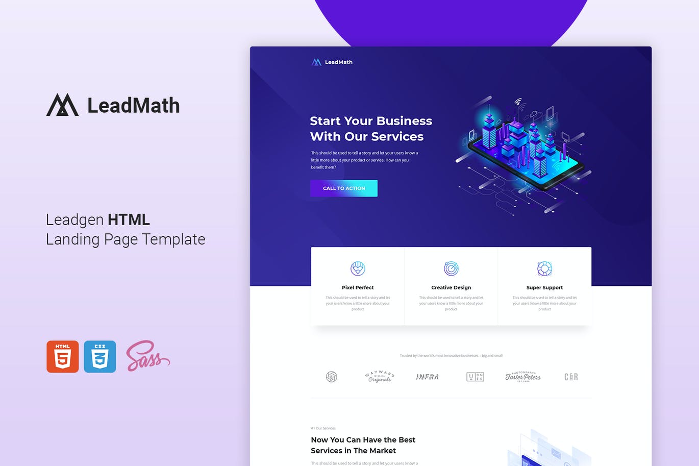 LeadMath -灵活的商业HTML5登录页