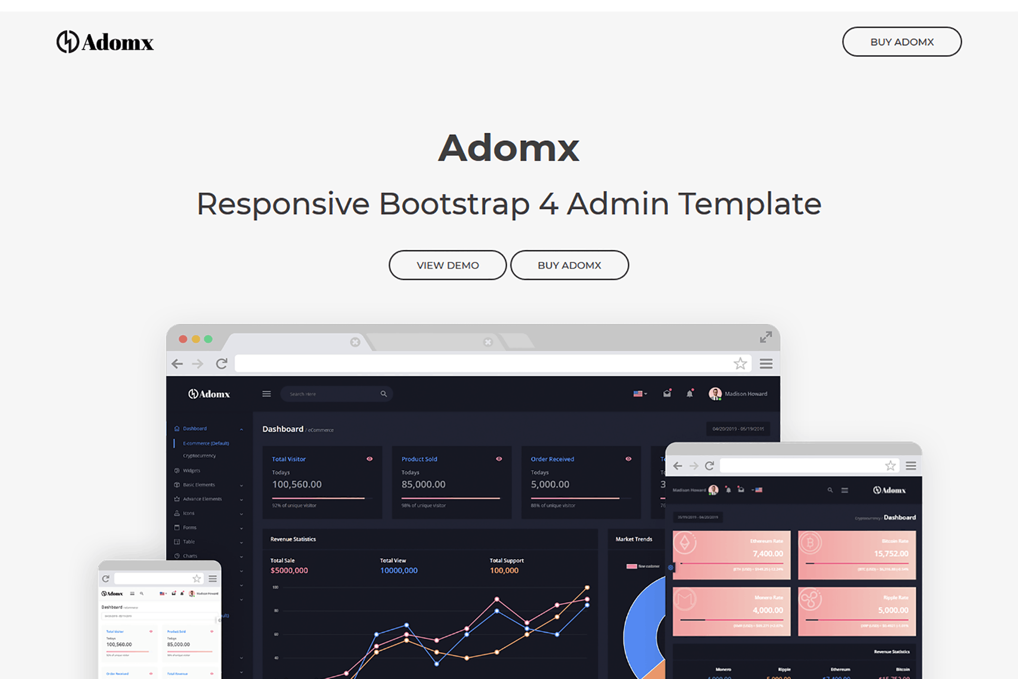 Adomx –响应式Bootstrap 4管理模板