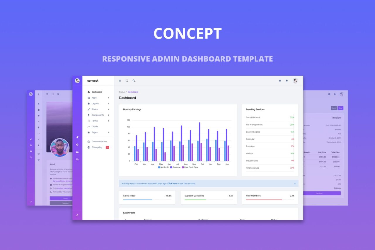 Concept-响应式管理仪表板模板