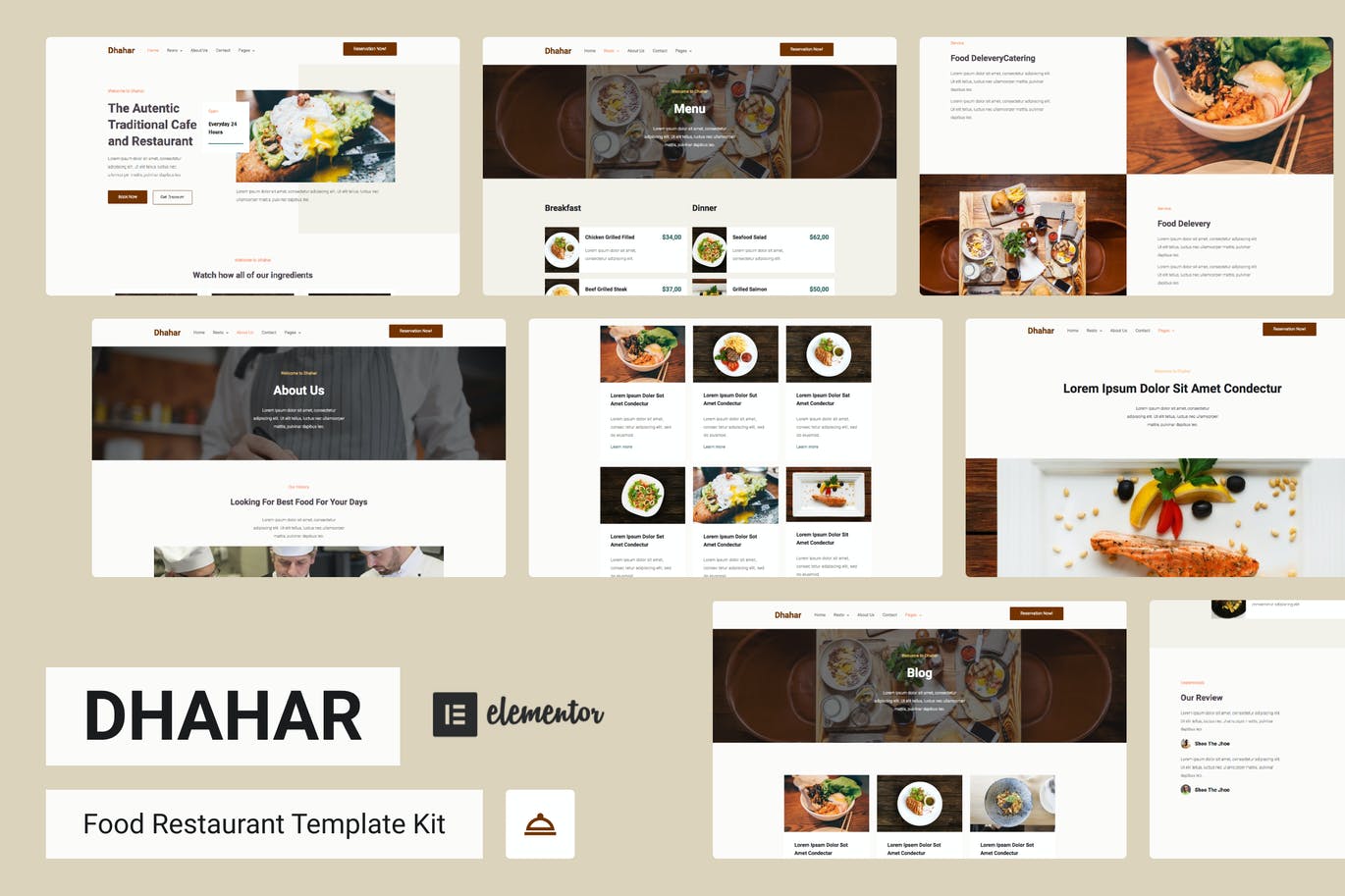 Dhahar – 餐厅Elementor模板工具包
