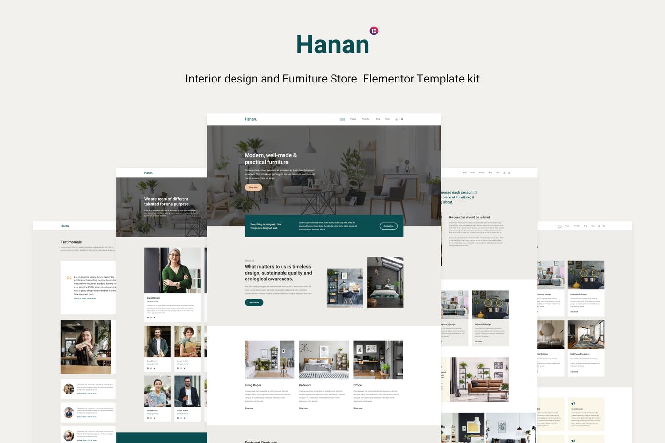 Hanan – 室内设计和家具店 Elementor Template kit