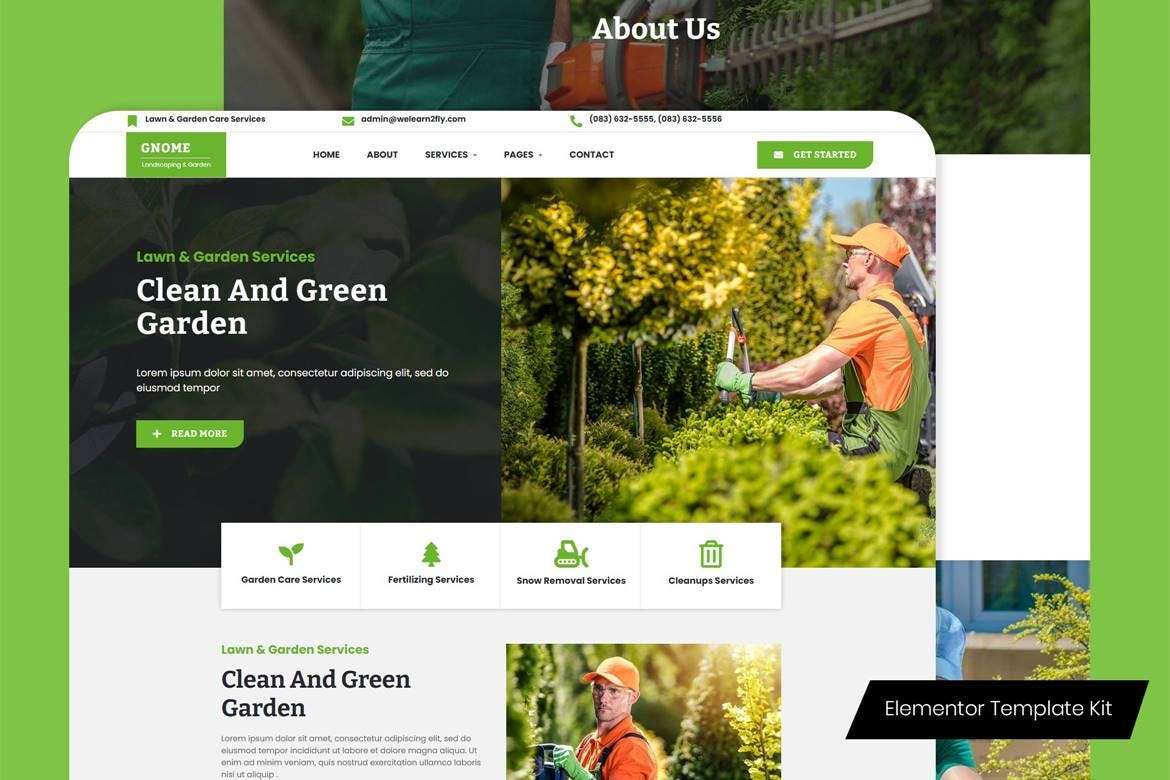 Gnome –  草坪和花园护理服务 Elementor Template Kit