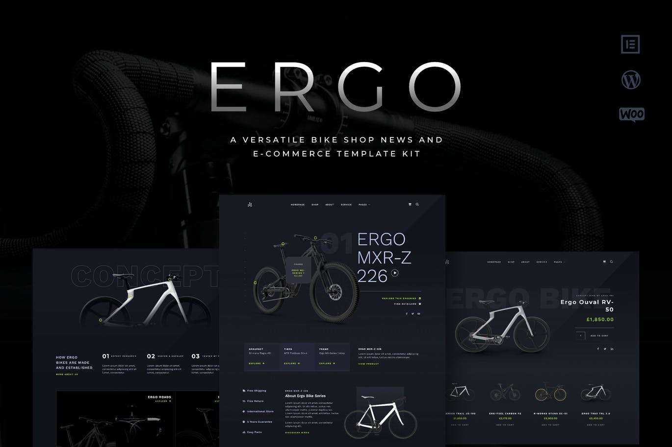 ERGO – 自行车和骑行 WooCommerce Elementor Template Kit