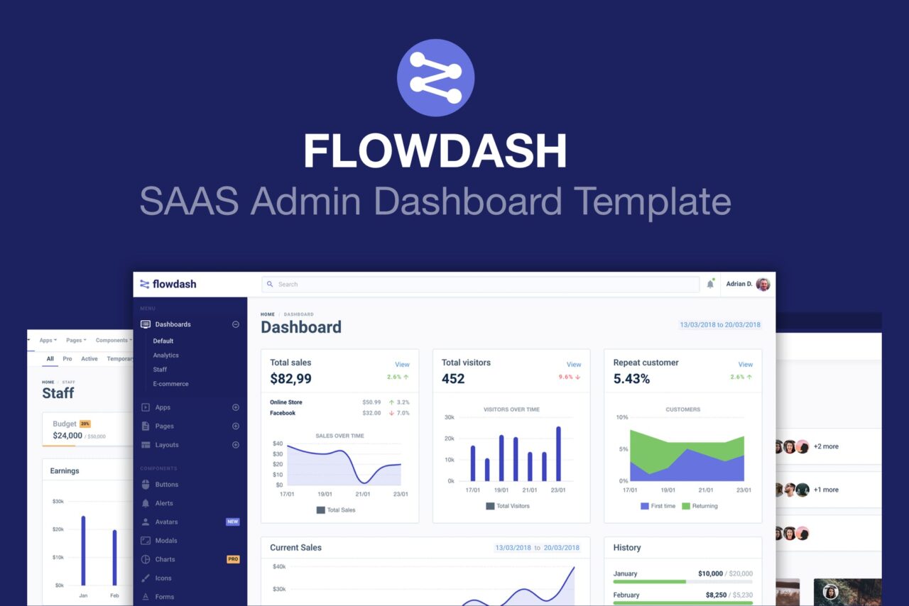FlowDash-SAAS管理员仪表板模板