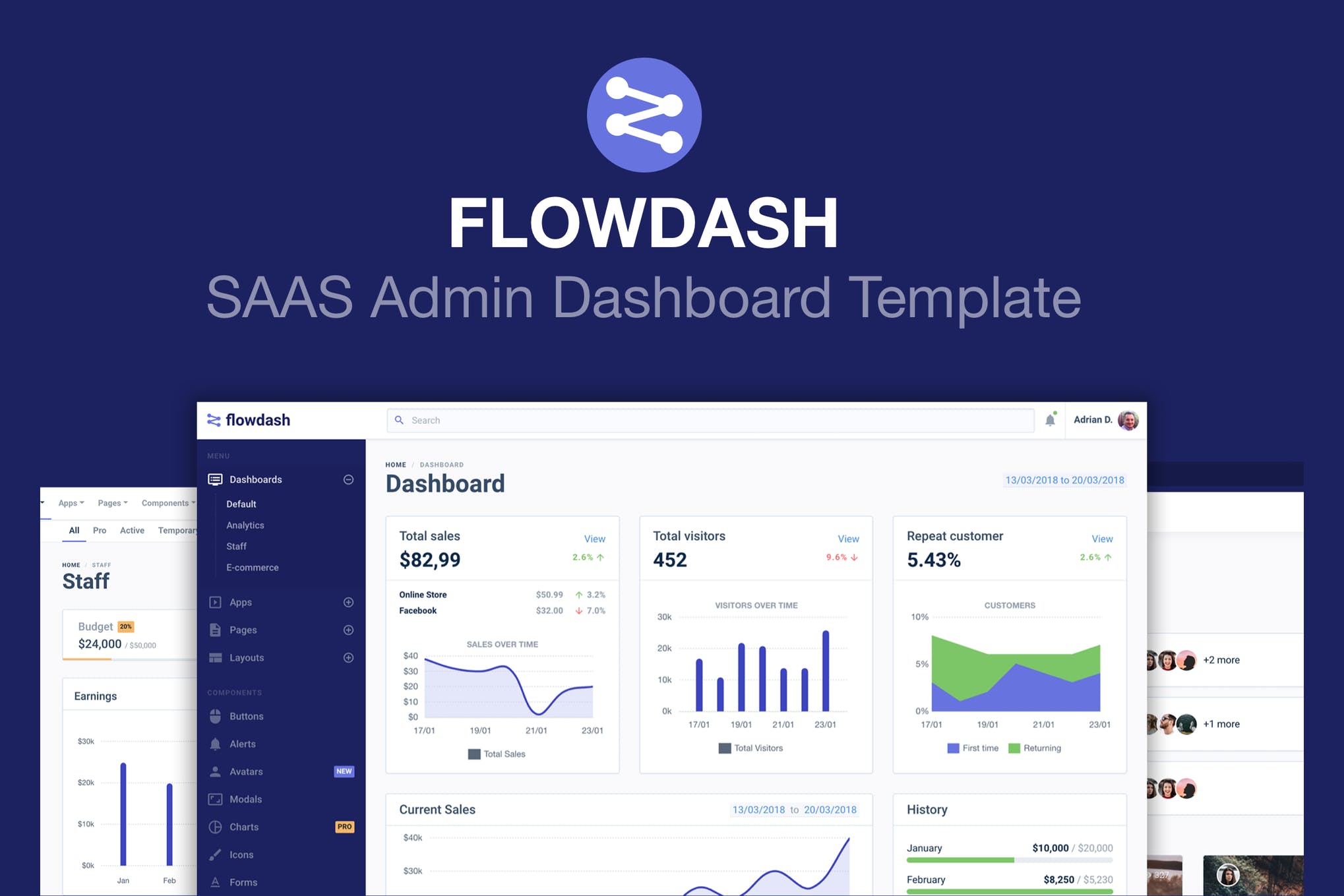 FlowDash-SAAS管理员仪表板模板