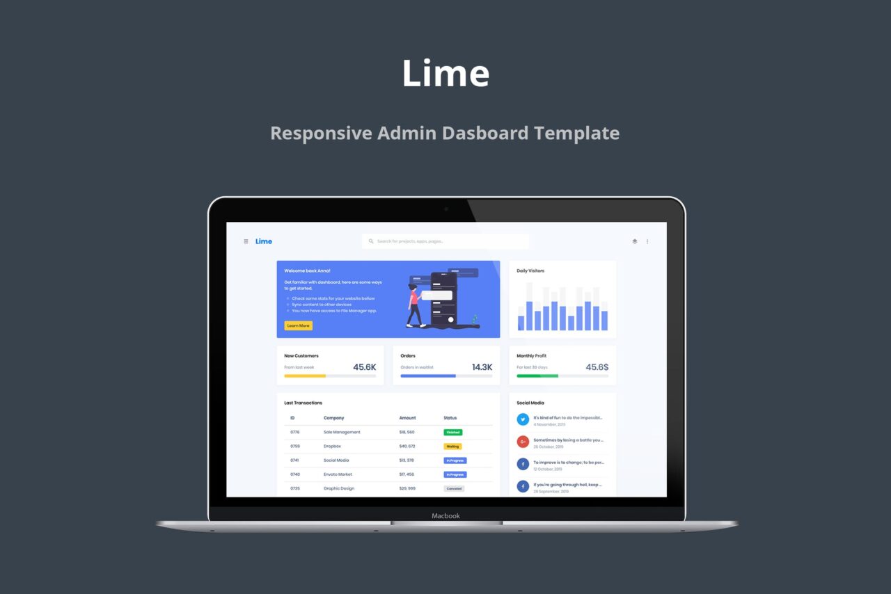 Lime-响应式管理仪表板模板