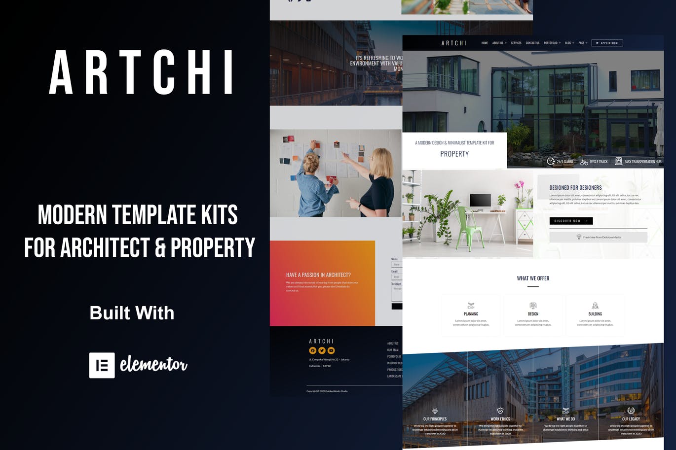 Artchi – 现代建筑Elementor模板工具包