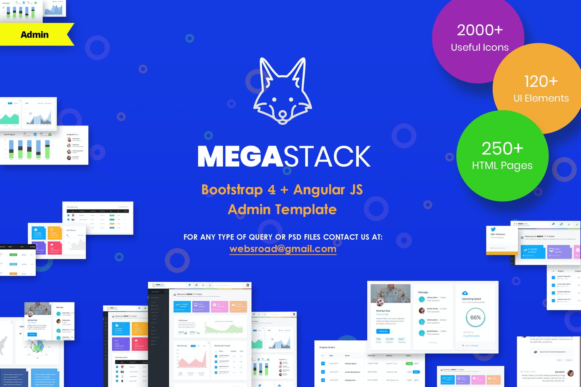 MegaStack-Bootstrap 4和Angular JS管理面板