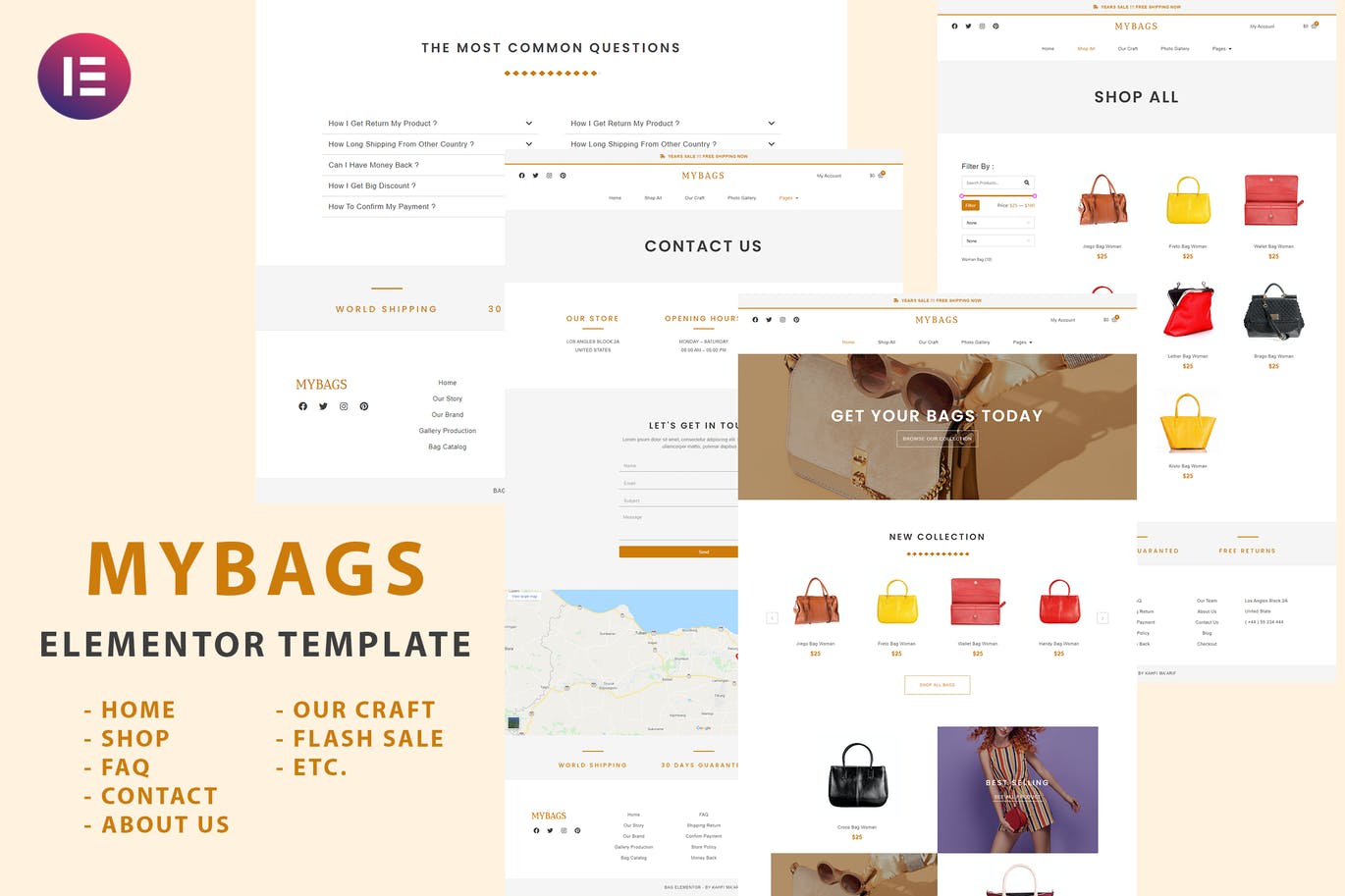 Mybags – 现代商业 Elementor Template Kit