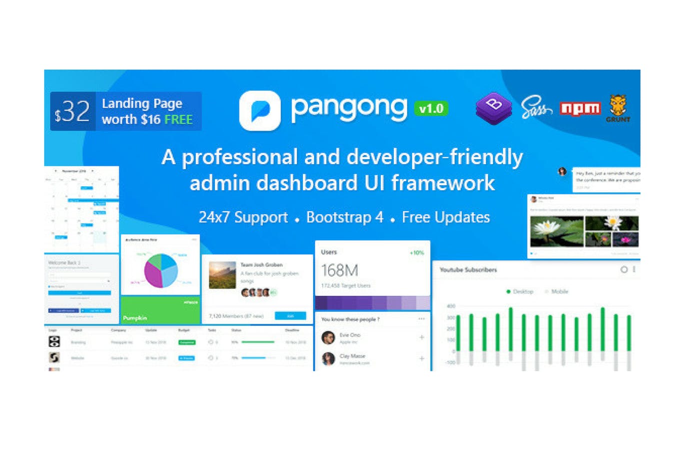 Pangong-开发人员友好的Bootstrap 4管理员