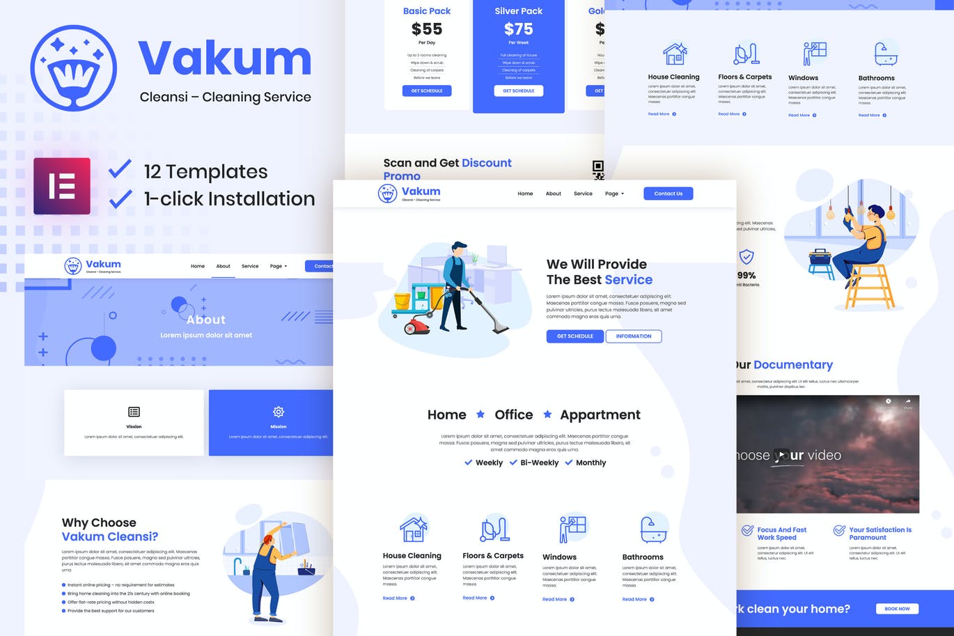 Vakum -清洁服务Elementor Template Kit