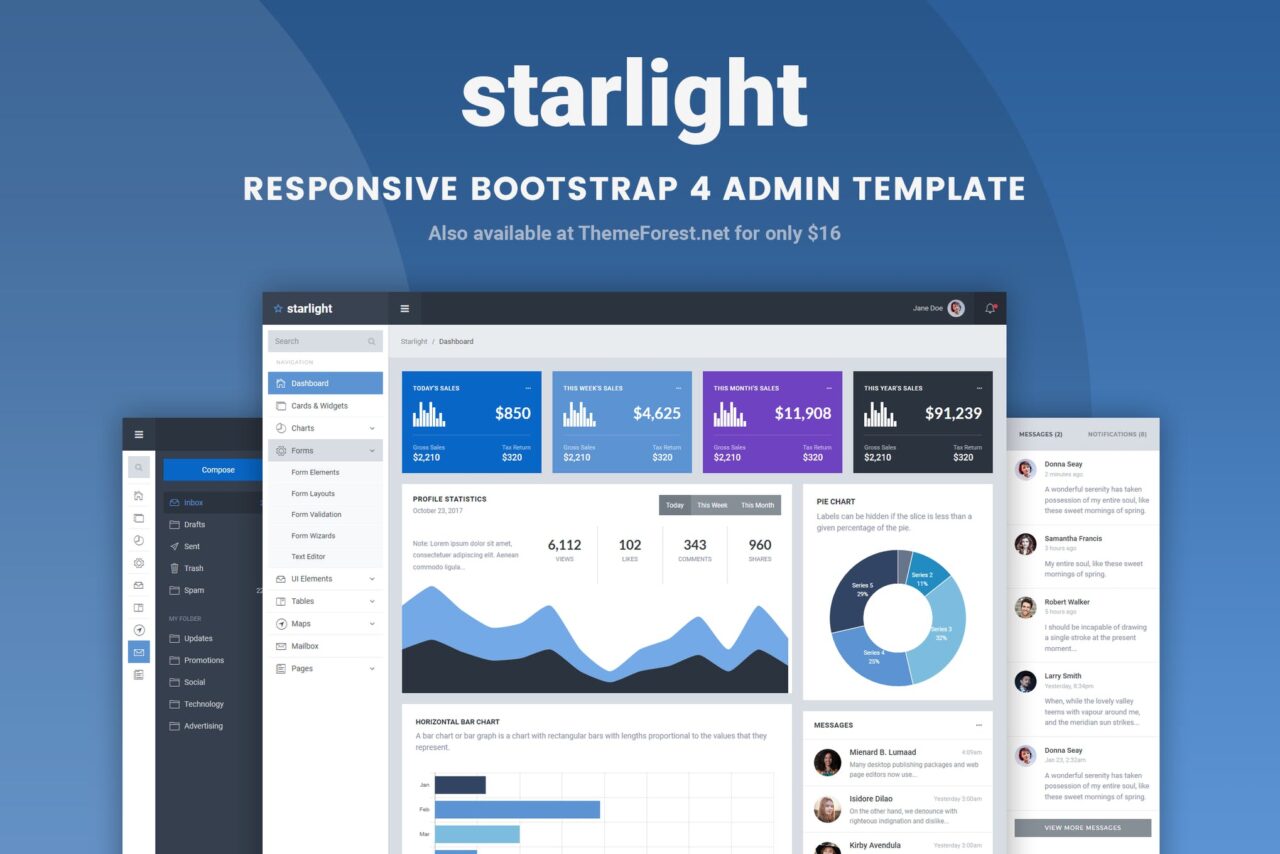 Starlight响应式Bootstrap 4管理模板