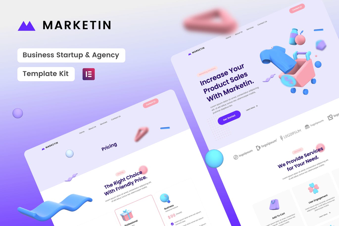 Marketin – 业务启动和代理商Elementor Template Kit