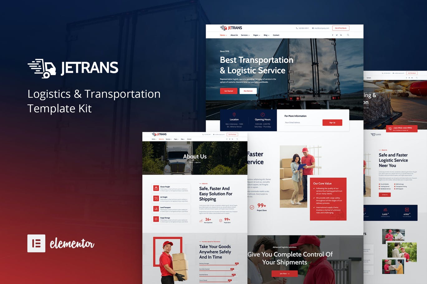 Jetrans – 物流与运输 Elementor Template Kit