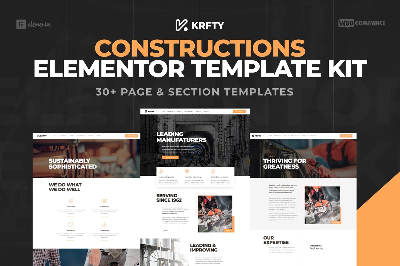 KRAFTY – 建筑和工业 Elementor Template Kit