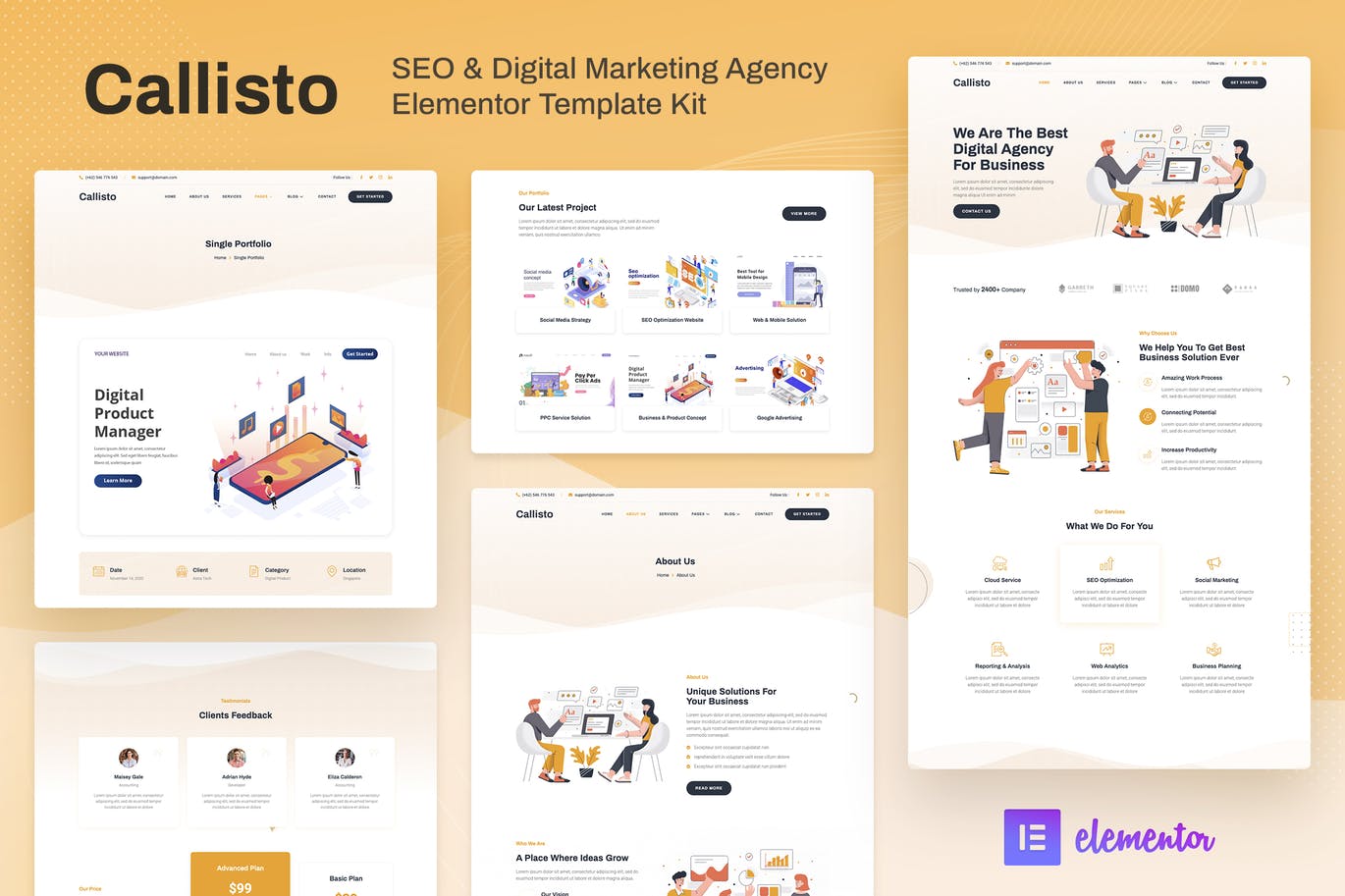 Callisto – SEO和数字营销机构 Elementor Template Kit