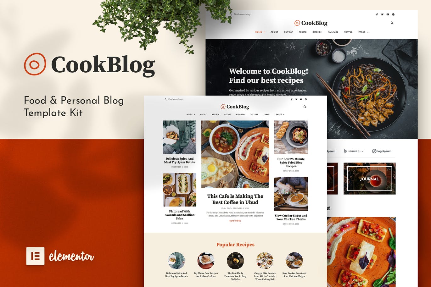 CookBlog – 食物和个人博客Elementor Template Kit