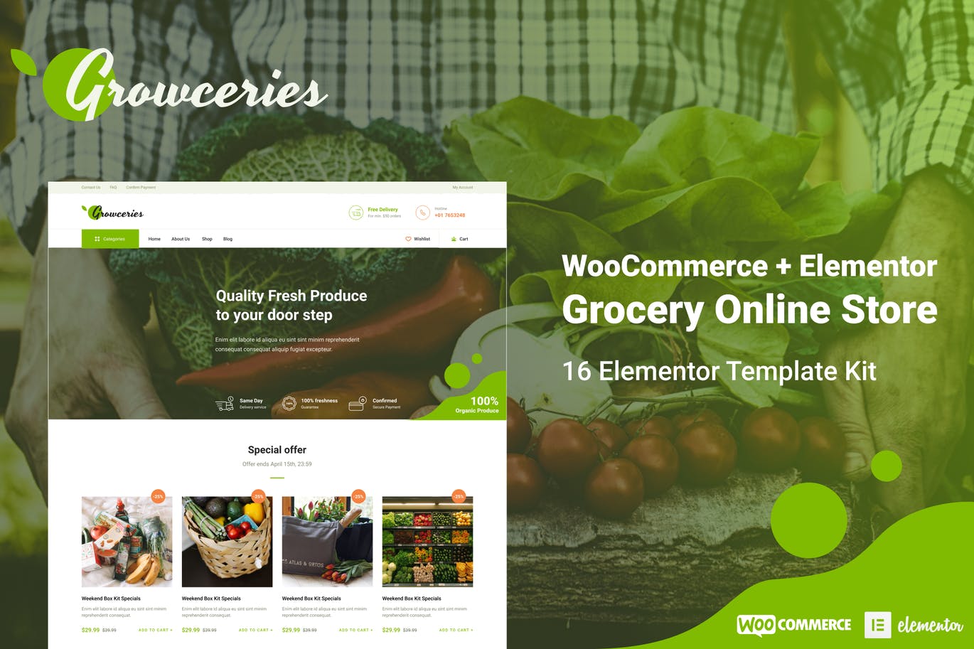Growceries – 食品和杂货店 Elementor Template Kit