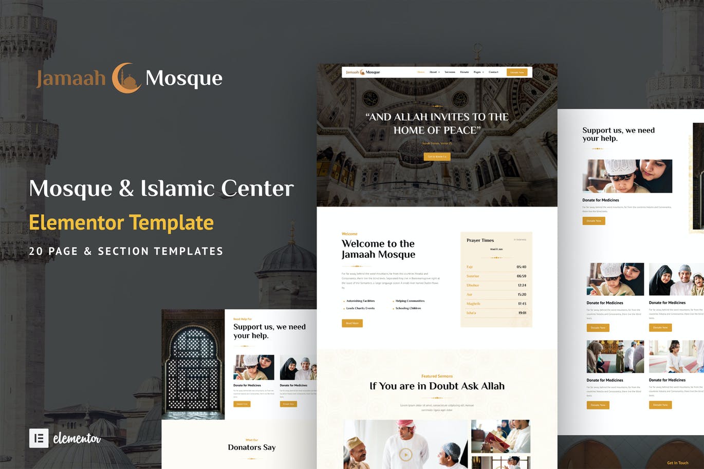 Jamaah -清真寺与伊斯兰中心 Elementor Template Kit