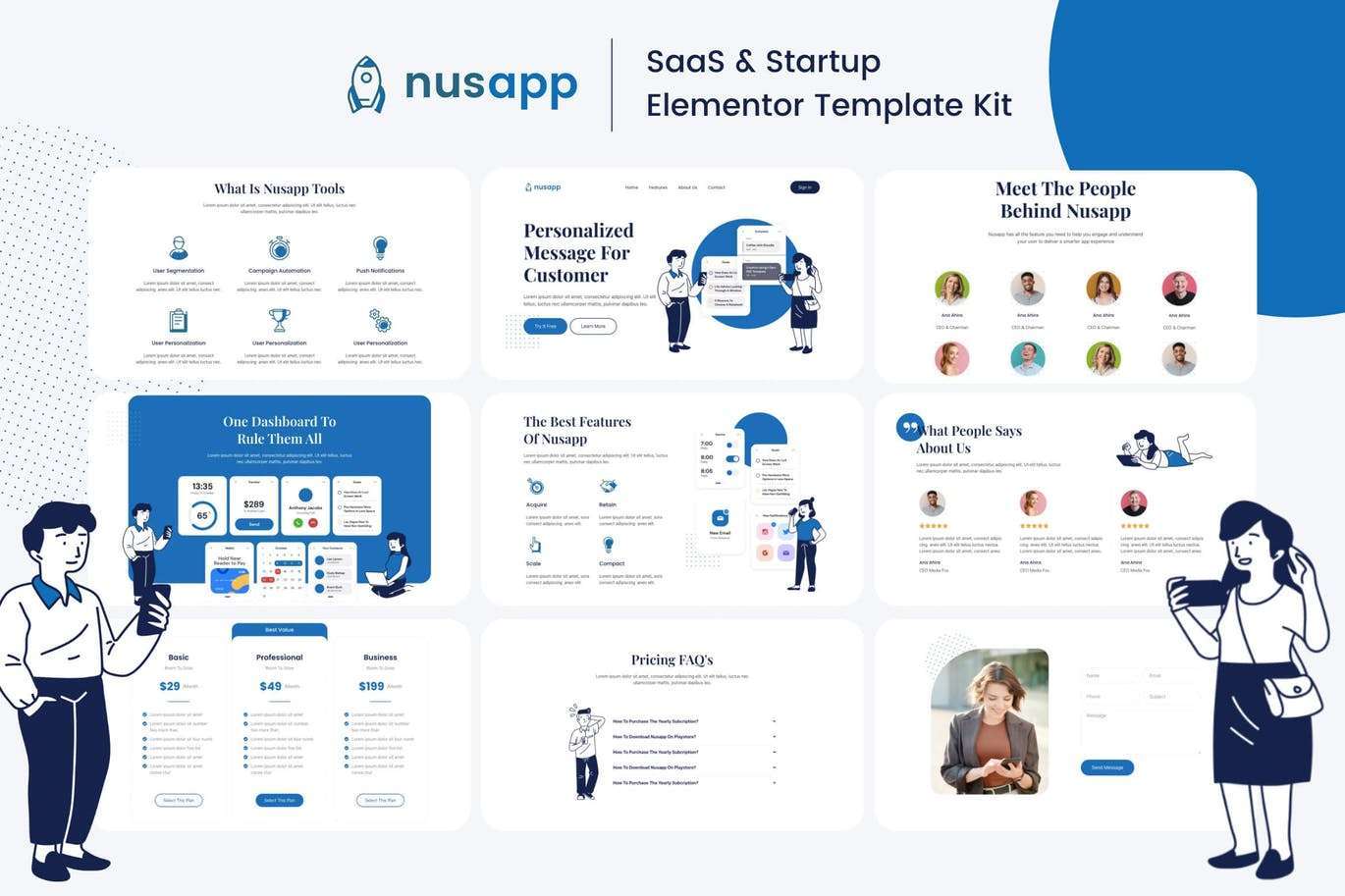 Nusapp – SaaS 启动和业务 Elementor Template Kit