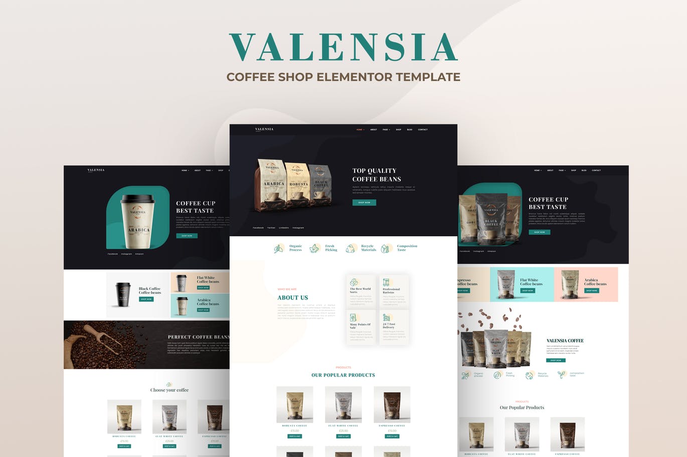 Valensia | 咖啡店Elementor模板套件