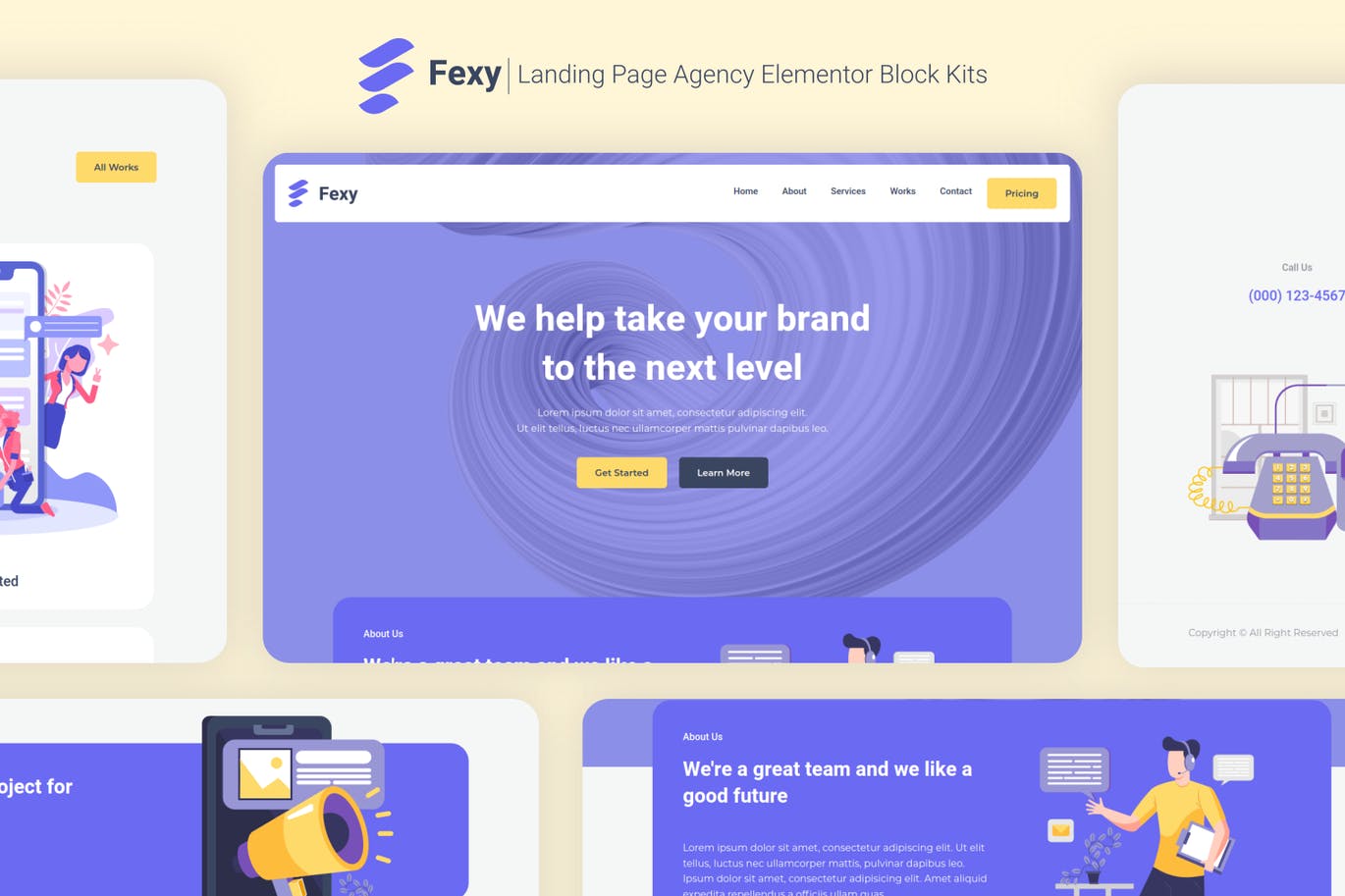 Fexy – 代理商登陆页面 Elementor Block Kit