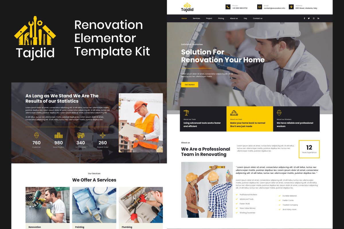 Tajdid – 装修 Elementor Template Kit