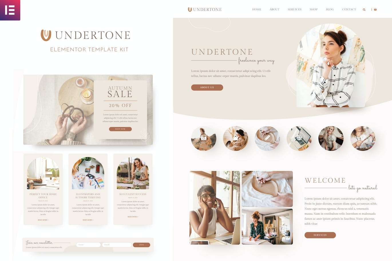 Undertone – 商业服务和商店Elementor Template Kit