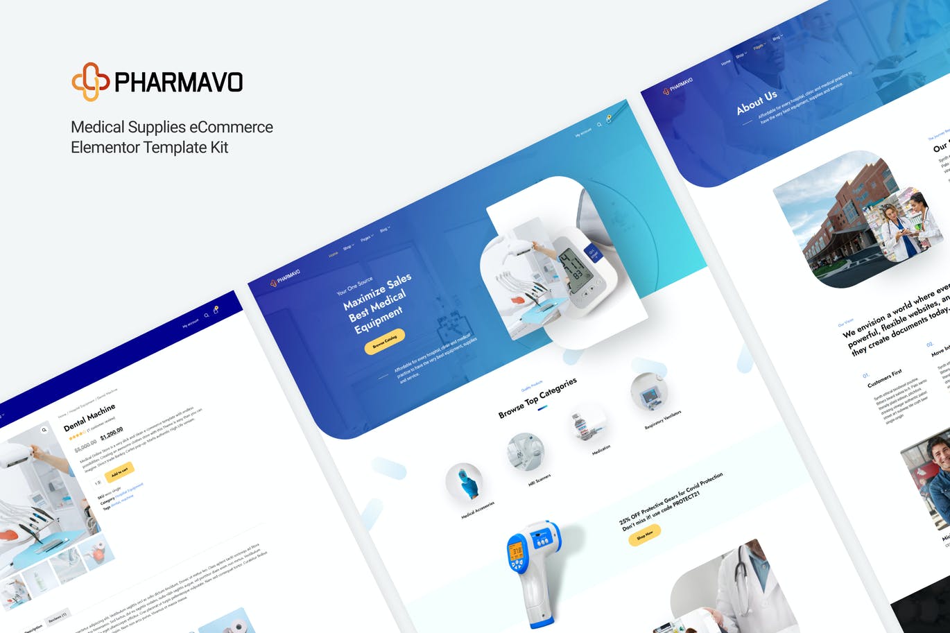 Pharmavo  |医疗用品电子商务Elementor模板工具包