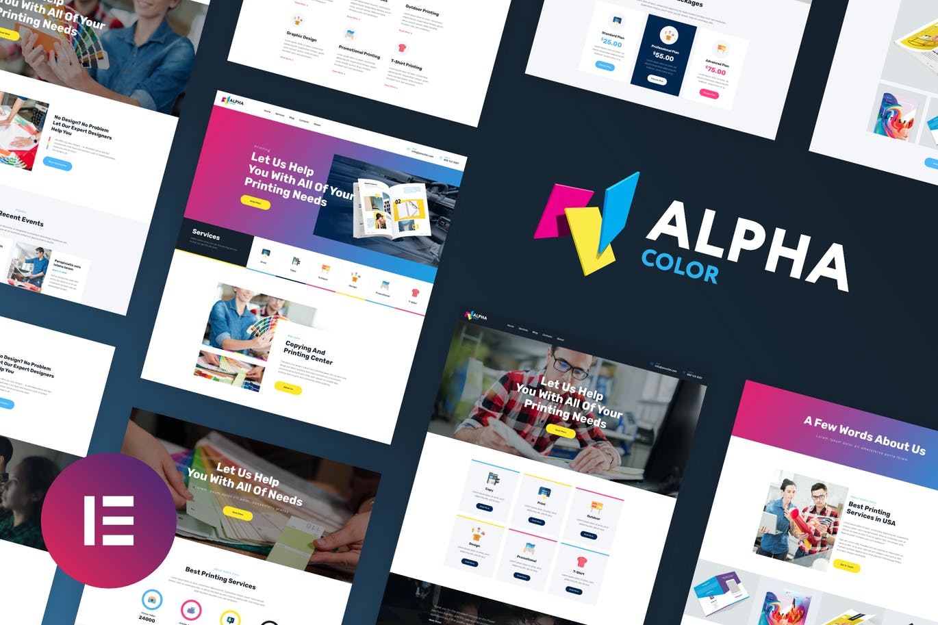 AlphaColor – 设计和印刷 Elementor Template Kit