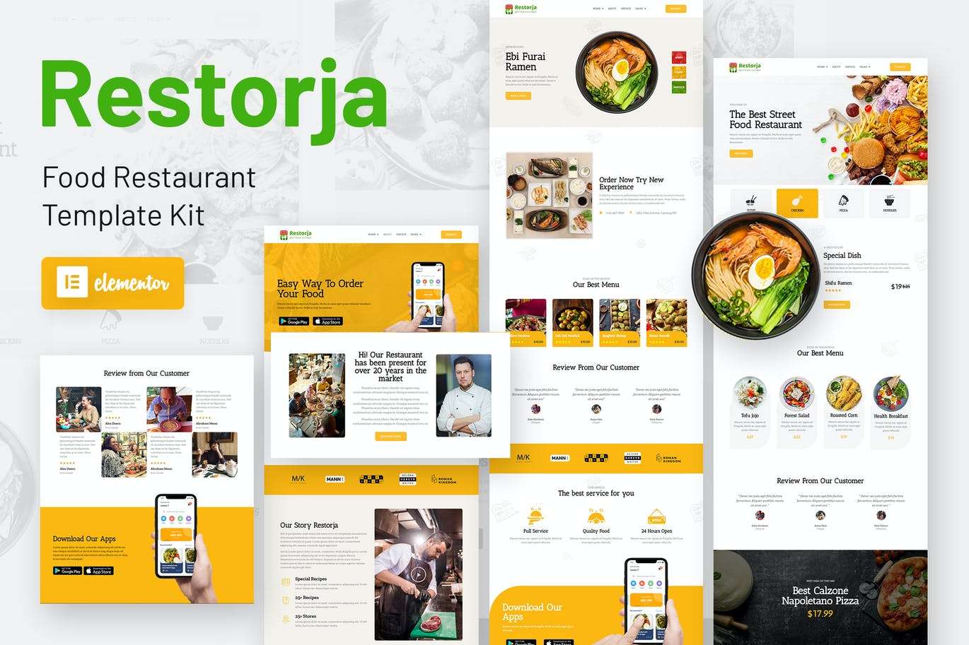 Restorja – 餐厅和食品 Elementor Template Kit