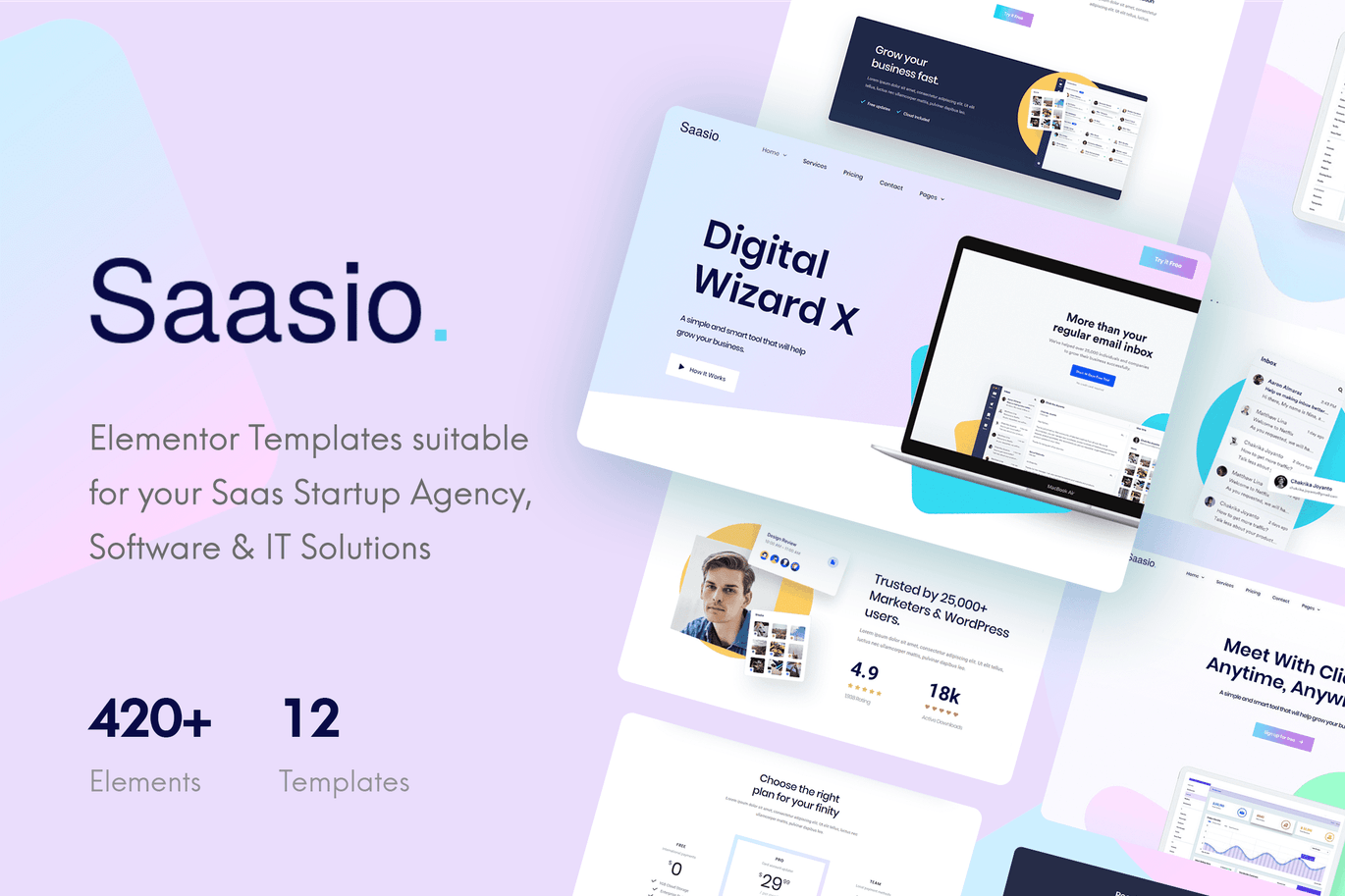 Saasio – Saas和启动 Elementor Template Kit