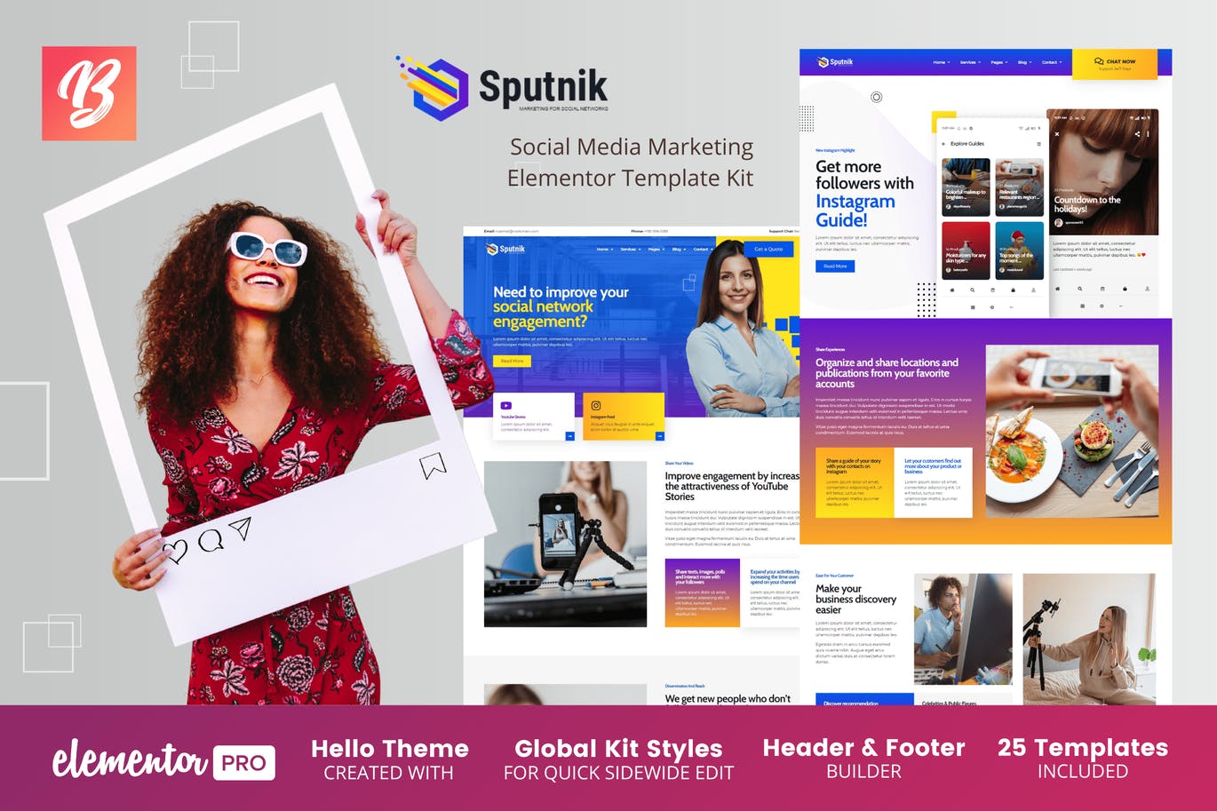 Sputnik – 社交媒体营销 Elementor Template Kit