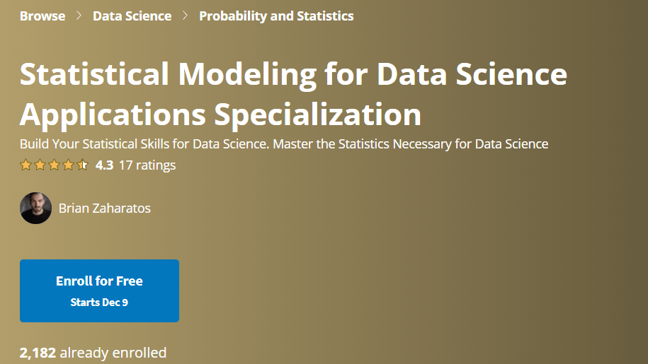 【Coursera中英字幕】Statistical Modeling for Data Science Applications Specialization